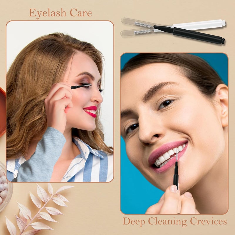 MIJAYENV 20 Pcs Brow Lamination Brush Micro Eyebrow Brush with Cap Micro Spoolies for Brow Lamination Portable Mini Spoolies for Eyebrows Extensions Tool, 2 Colors (10 Black+10 White) - Image 5